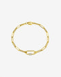 14K Gold Large Paper Clip Diamond Carabiner Bracelet, photo 1