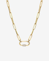 Collar Paper Clip con mosquetón de diamantes en oro de 14K