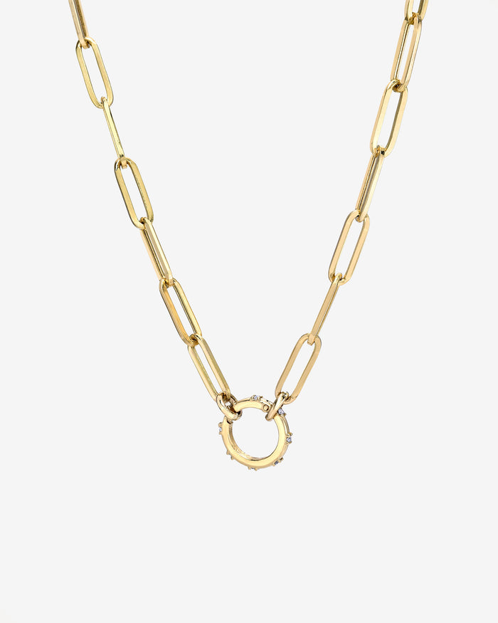 Collar de cadena Paper Clip grande con enhancer de diamantes en oro de 14K, foto 1