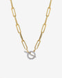 14K Gold Large Paper Clip Diamond Toggle Necklace, photo 1
