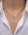 14K Gold Large Paper Clip Diamond Toggle Necklace, photo 5