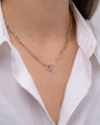 14K Gold Large Paper Clip Diamond Toggle Necklace, photo 3