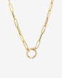 Collar de cadena Paper Clip grande con enhancer de serpiente en oro de 14K, foto 1