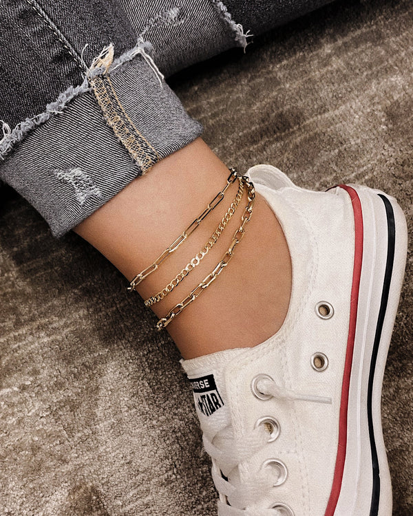 14K Gold Large Open Link Chain Anklet, photo 2