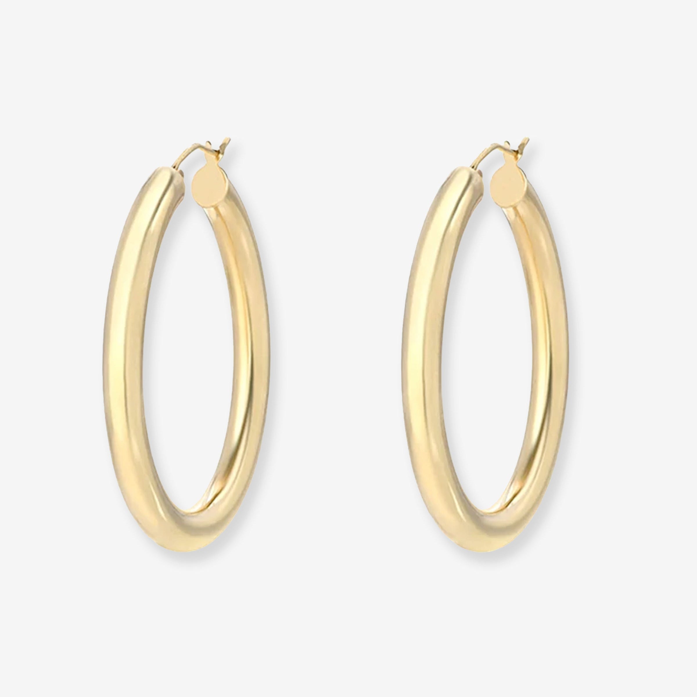14K Gold Large Thick Hoop Earrings, photo 1