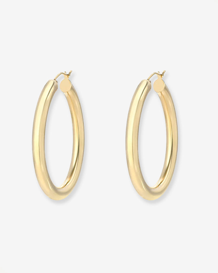 14K Gold Large Thick Hoop Earrings, photo 1