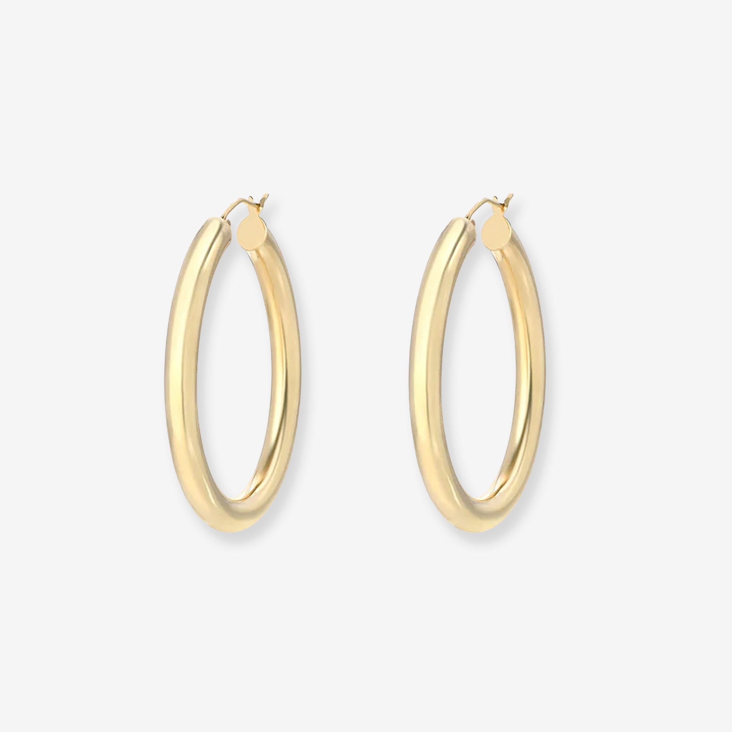 14K Gold Medium Thick Hoop Earrings, photo 1