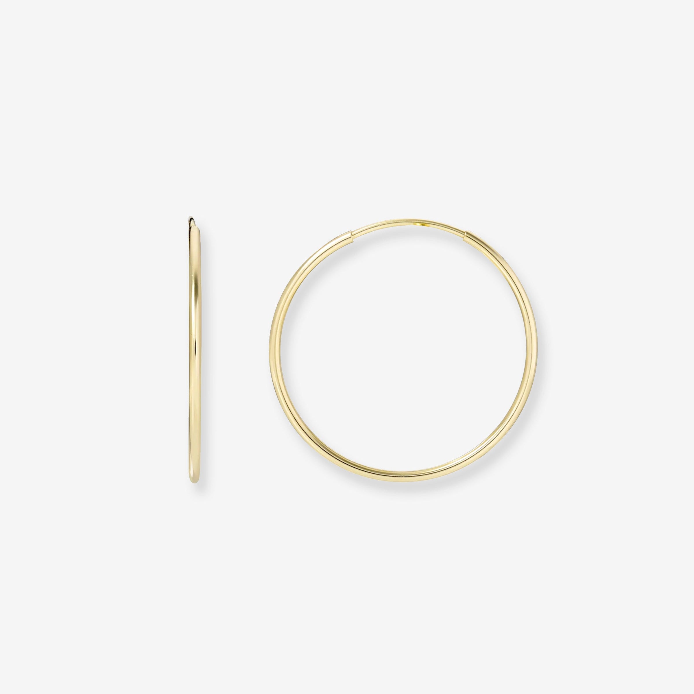 14K Gold Medium Thread Hoop Earrings, photo 1