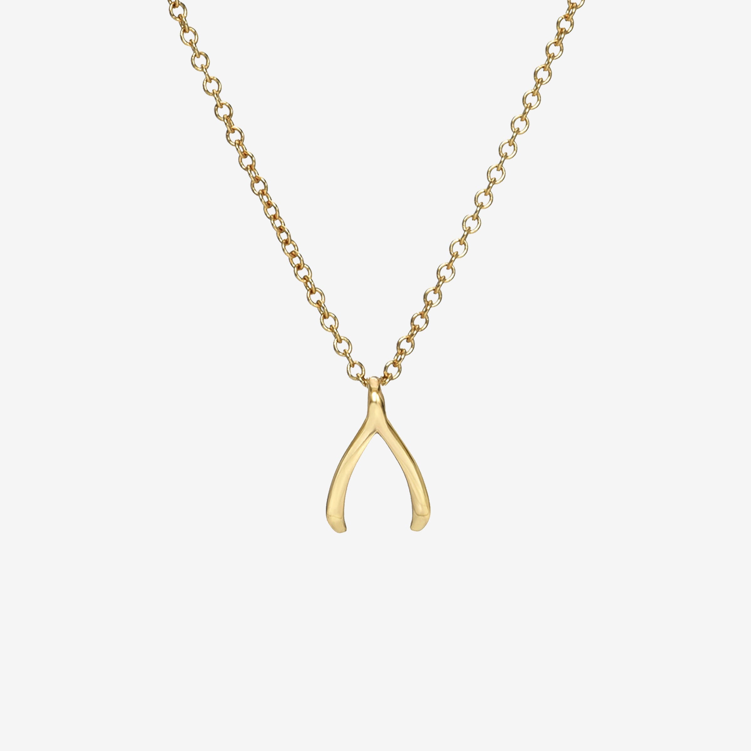 Collar infantil con mini hueso de la suerte en oro de 14K, foto 1
