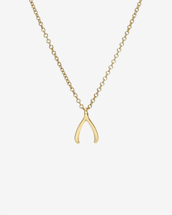 Collar infantil con mini hueso de la suerte en oro de 14K, foto 1