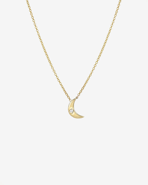 Collar infantil de luna con pequeño diamante en oro de 14K, foto 1