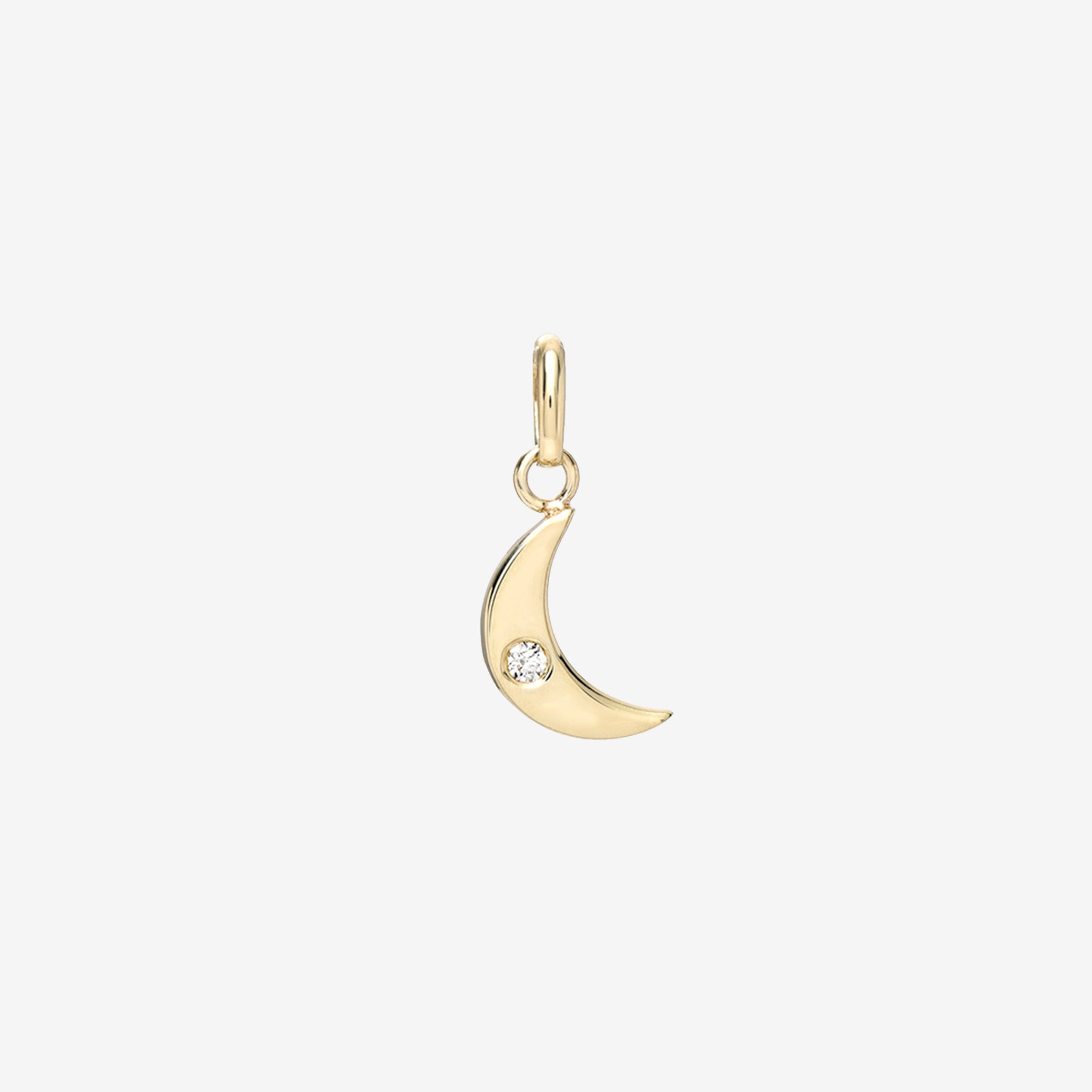 14K Gold Tiny Diamond Moon Pendant, photo 1