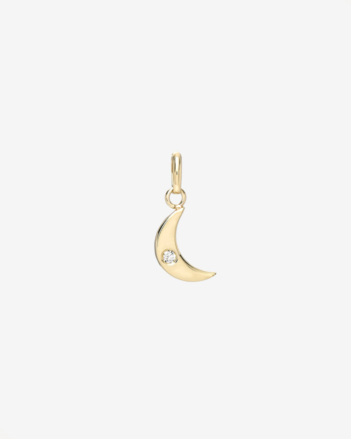 14K Gold Tiny Diamond Moon Pendant, photo 1
