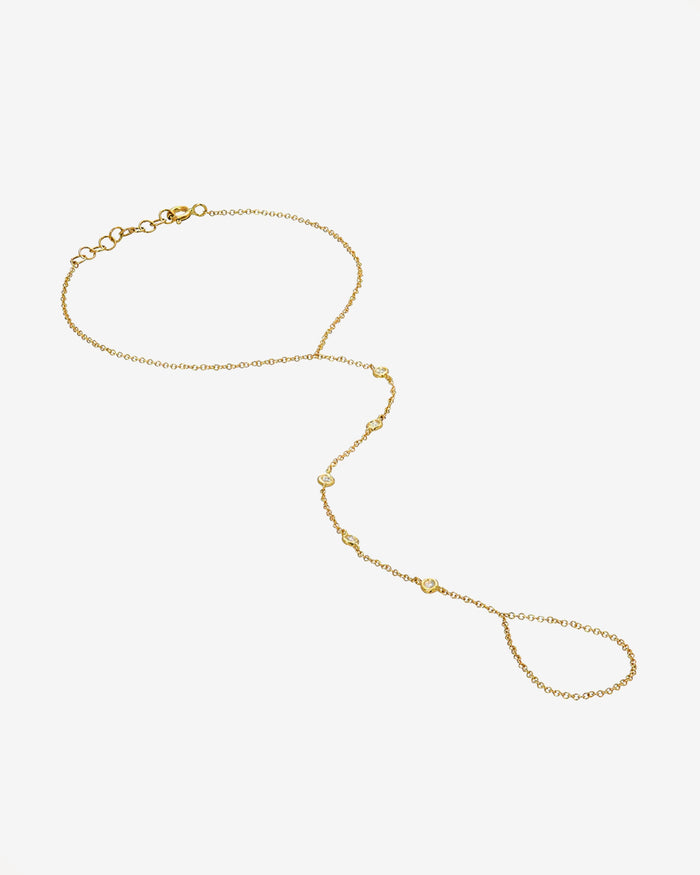 Cadena de mano con varios diamantes en bisel en oro de 14K, foto 1