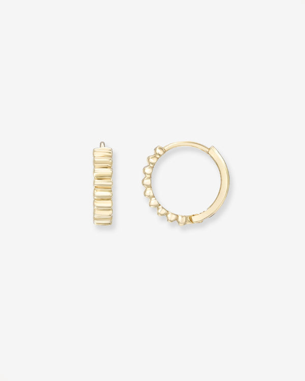 14K Gold Notched Huggie Earrings, photo 1