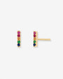 14K Gold Rainbow Bar Stud Earrings, photo 1