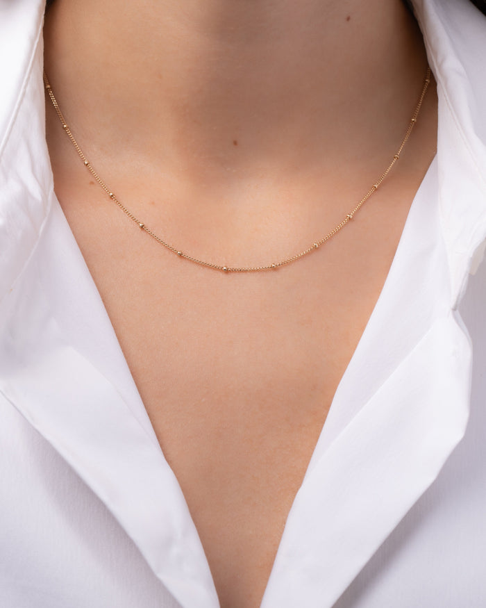 Collar de cadena con segmentos de cuentas en oro de 14K, foto 2
