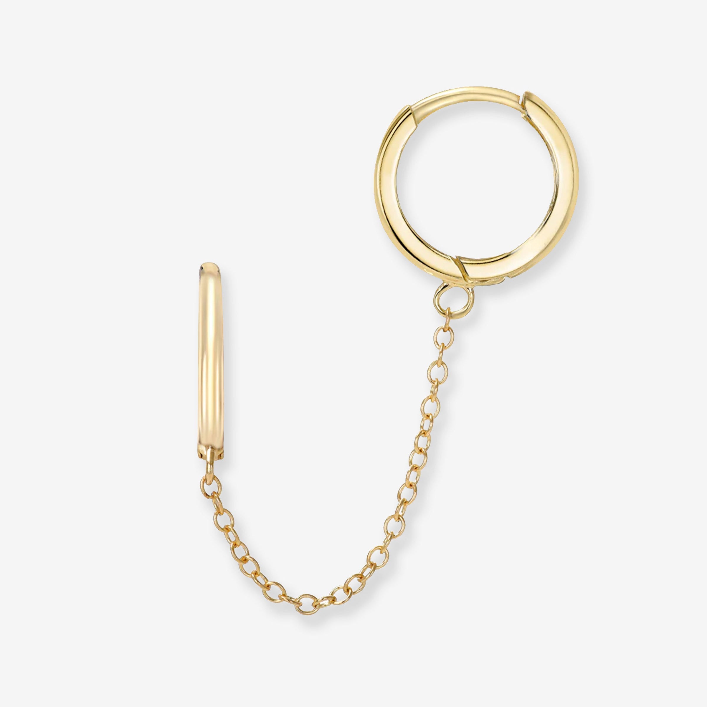 14K Gold Small Chain Huggie Earrings, photo 1