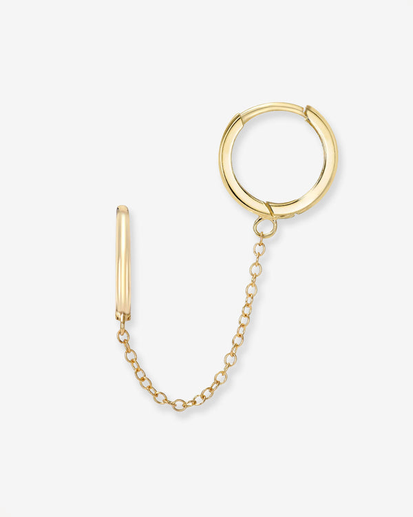 Aretes de aro huggie pequeños con cadena en oro de 14K, foto 1