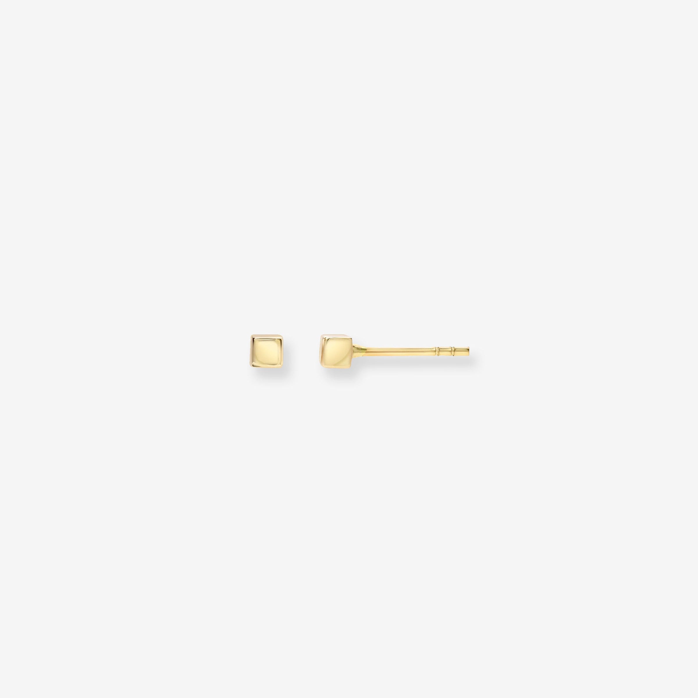 Aretes de botón de cubo pequeños en oro de 14K, foto 1