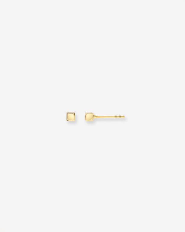 Aretes de botón de cubo pequeños en oro de 14K, foto 1