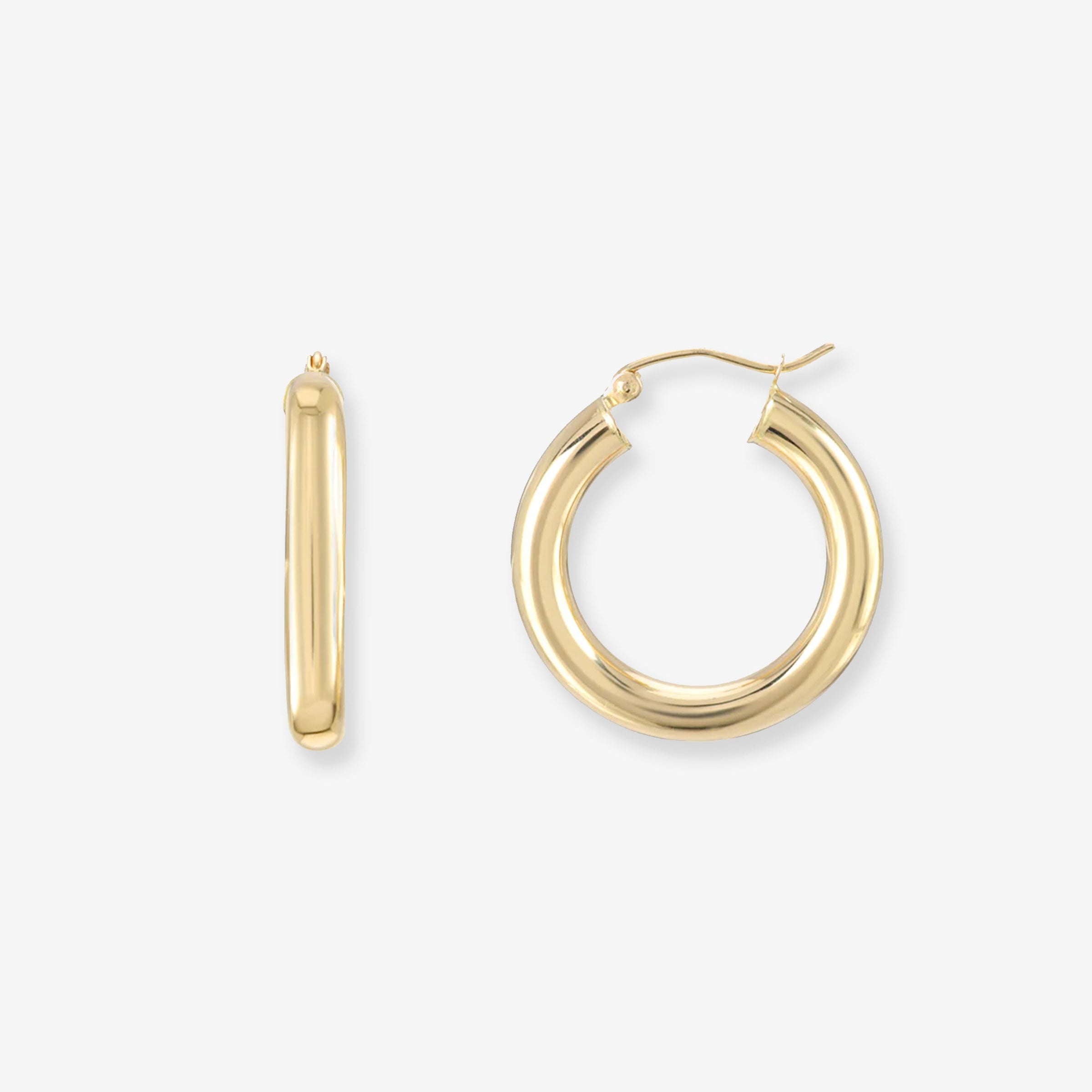 14K Gold Small Thick Hoop Earrings, photo 1