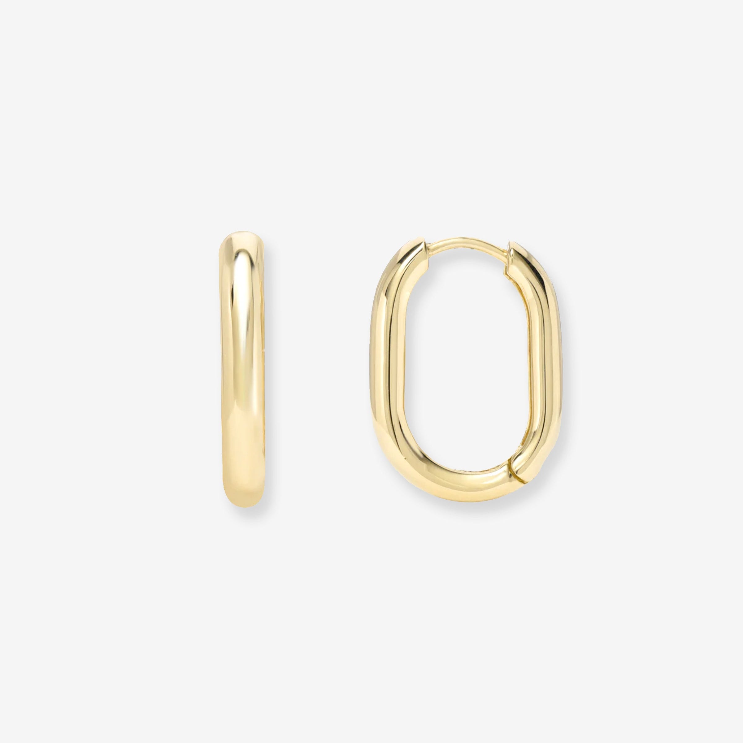 Aretes de aro ovalados gruesos en oro de 14K, foto 1