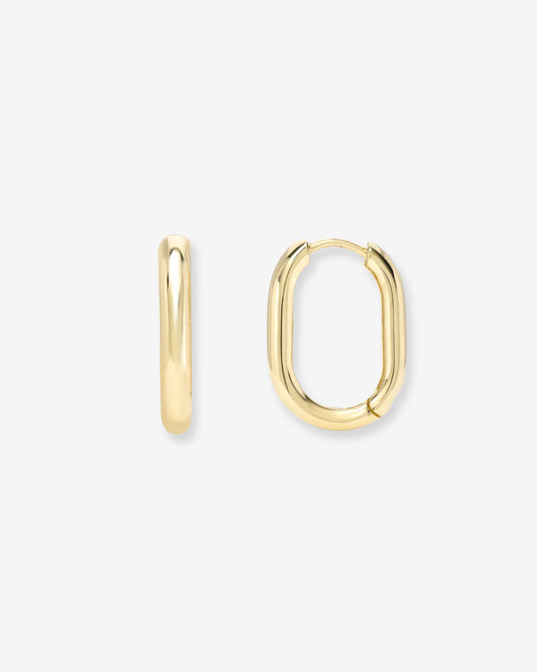 Aretes de aro ovalados gruesos en oro de 14K, foto 1