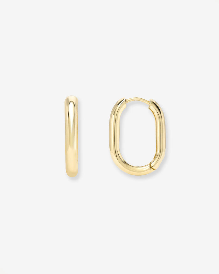 Aretes de aro ovalados gruesos en oro de 14K, foto 1