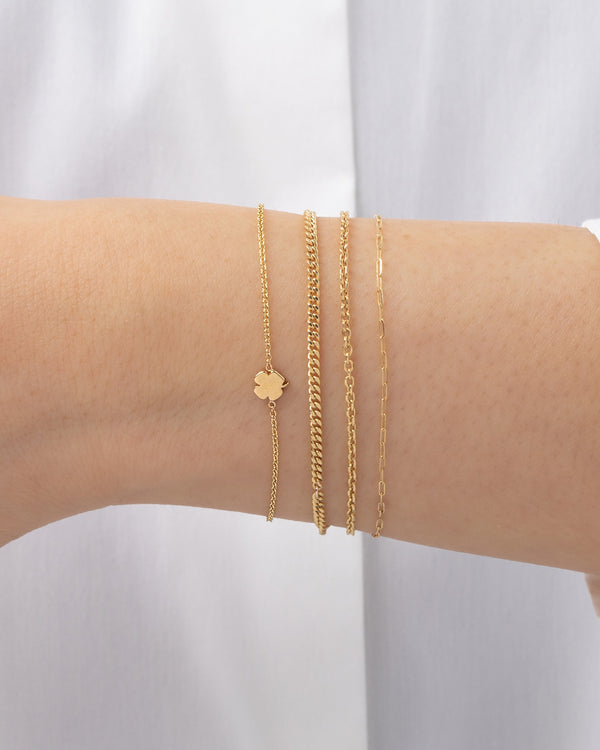 14K Gold Tiny Clover Bracelet, photo 2