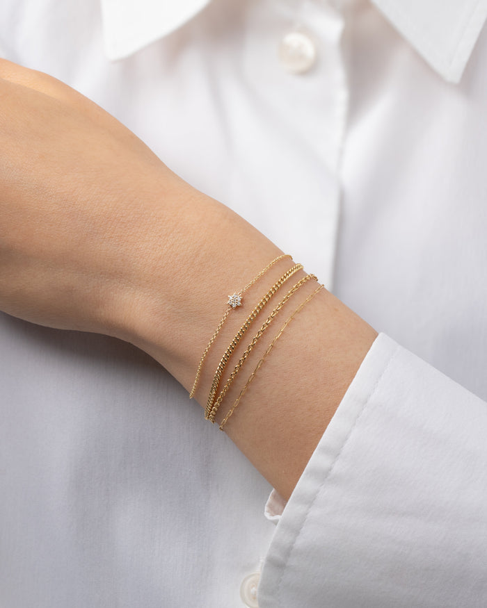 Pulsera de pequeña estrella de David con diamantes en oro de 14K, foto 2