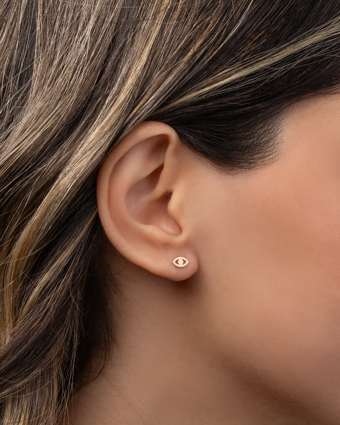 14K Gold Tiny Evil Eye Stud Earring, photo 2
