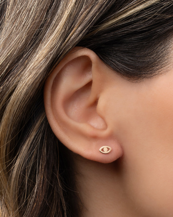 14K Gold Tiny Evil Eye Stud Earring, photo 3