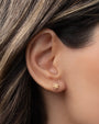 14K Gold Tiny Flower with Diamond Stud Earring, photo 3