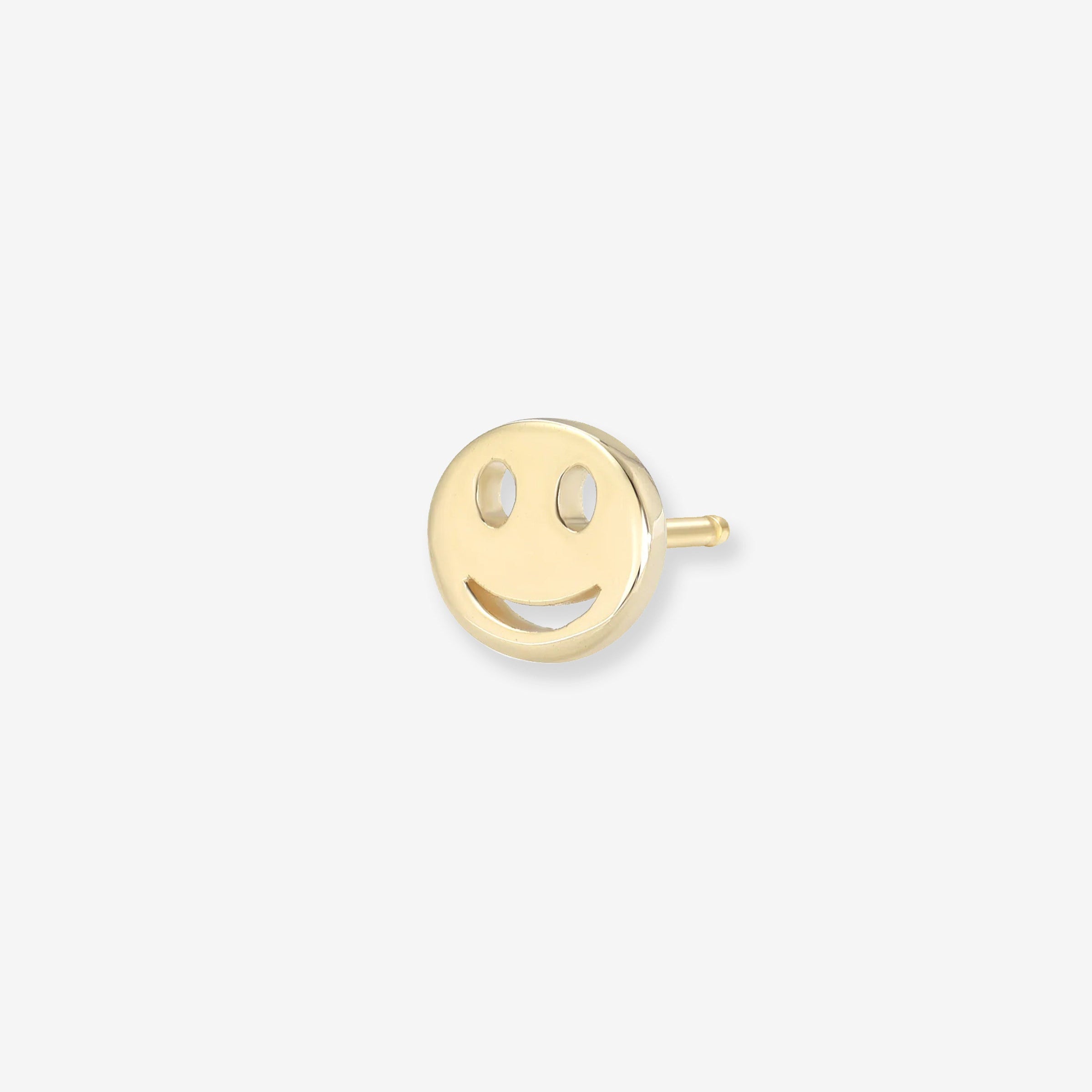 14K Gold Tiny Happy Emoji Stud Earring, photo 1