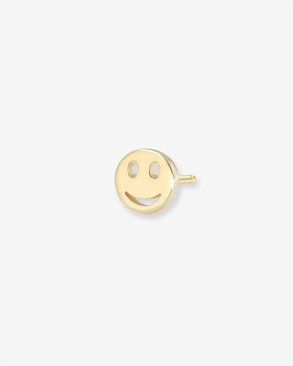 14K Gold Tiny Happy Emoji Stud Earring, photo 1
