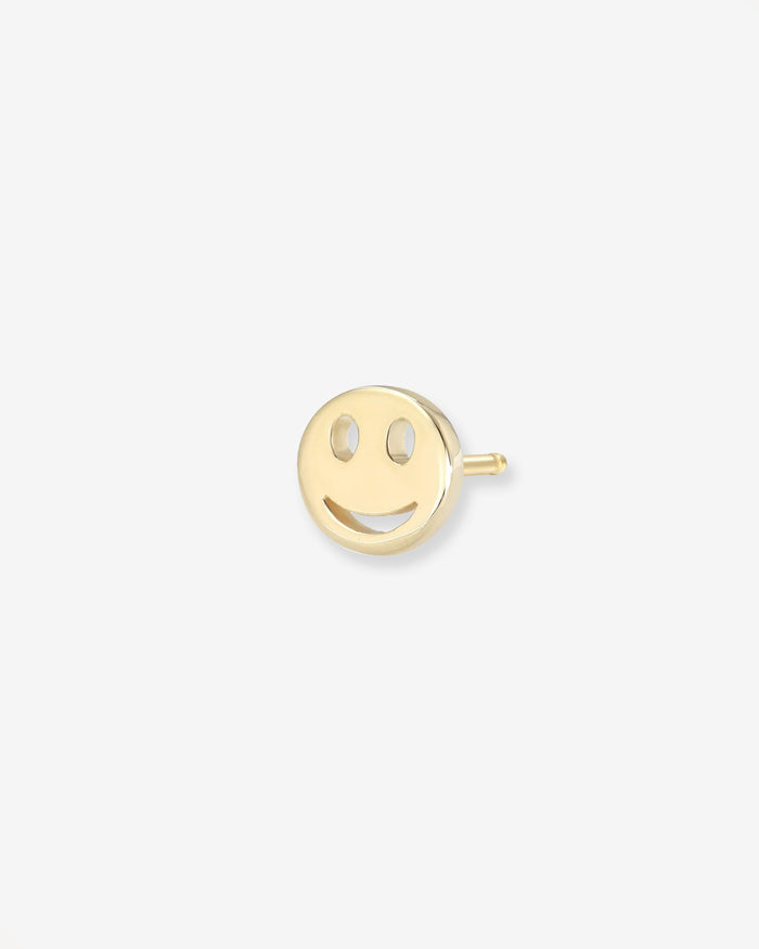 14K Gold Tiny Happy Emoji Stud Earring, photo 1