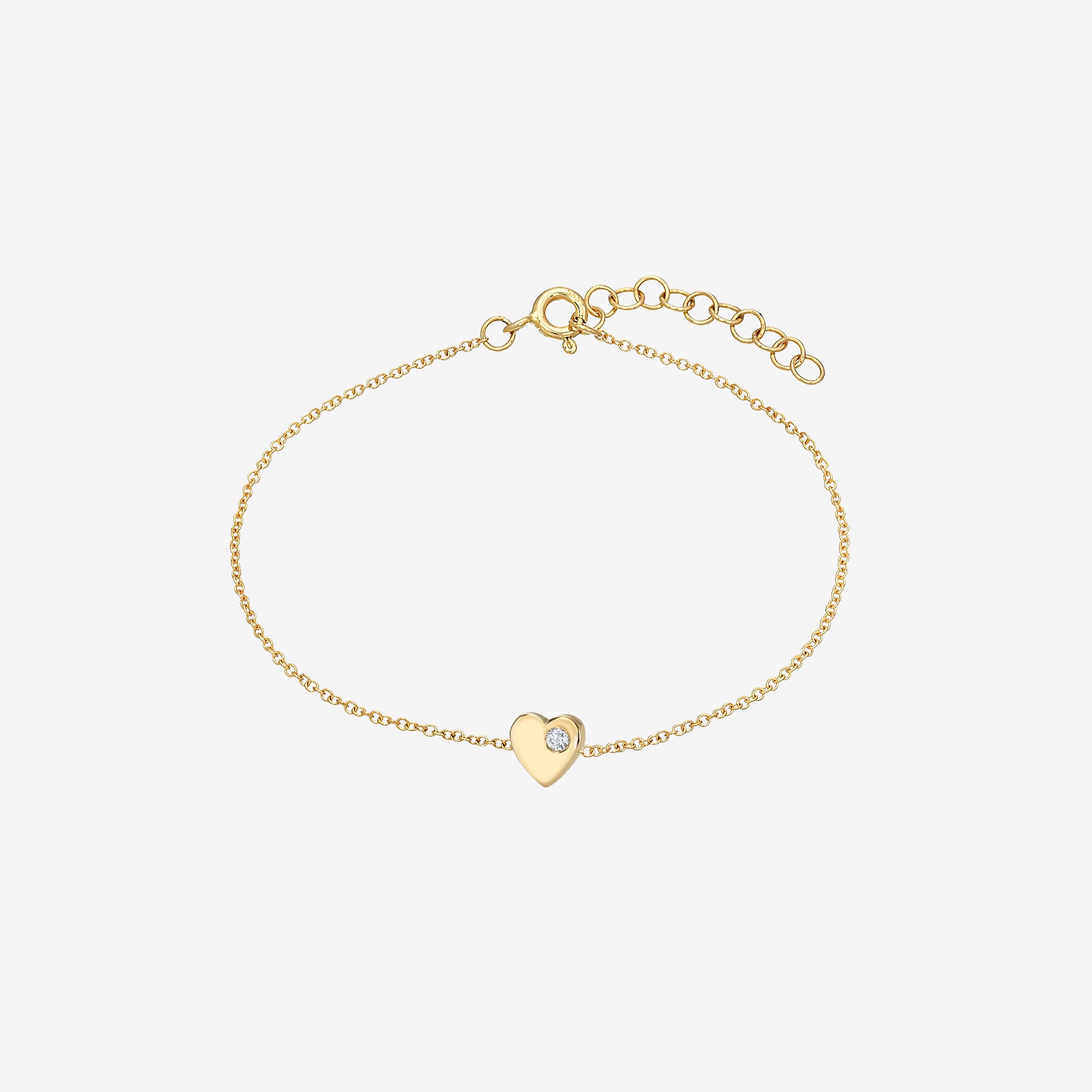 14K Gold Tiny Heart with Diamond Bracelet, photo 1