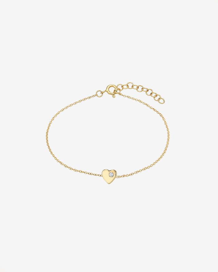 14K Gold Tiny Heart with Diamond Bracelet, photo 1