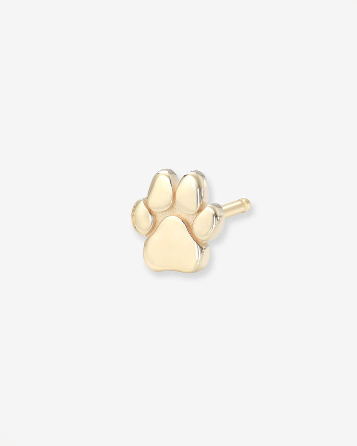 Arete de botón diminuto de huella en oro de 14K, foto 1