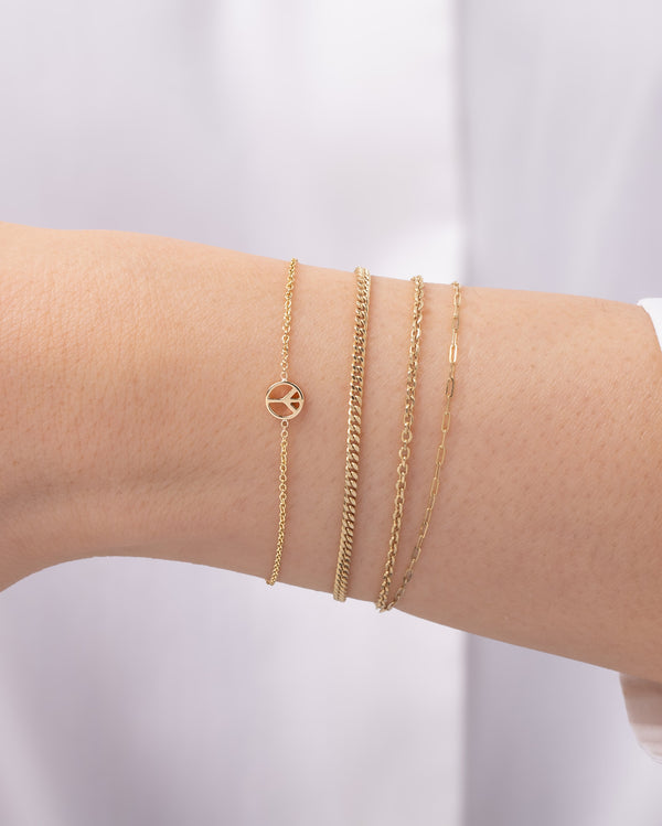 14K Gold Tiny Peace Sign Bracelet, photo 2