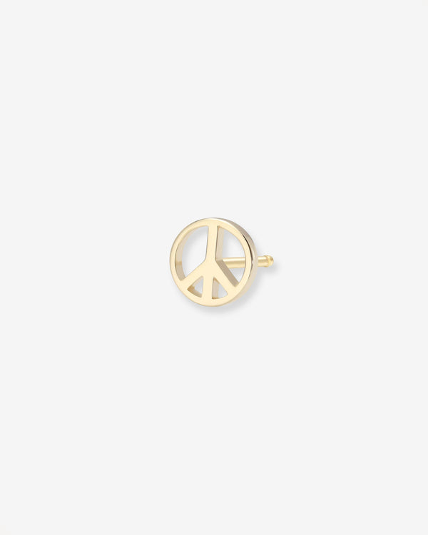 14K Gold Tiny Peace Sign Stud Earring, photo 1