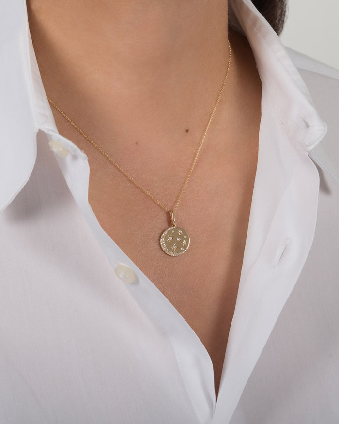 14K Gold Diamond Celestial Pendant, photo 2