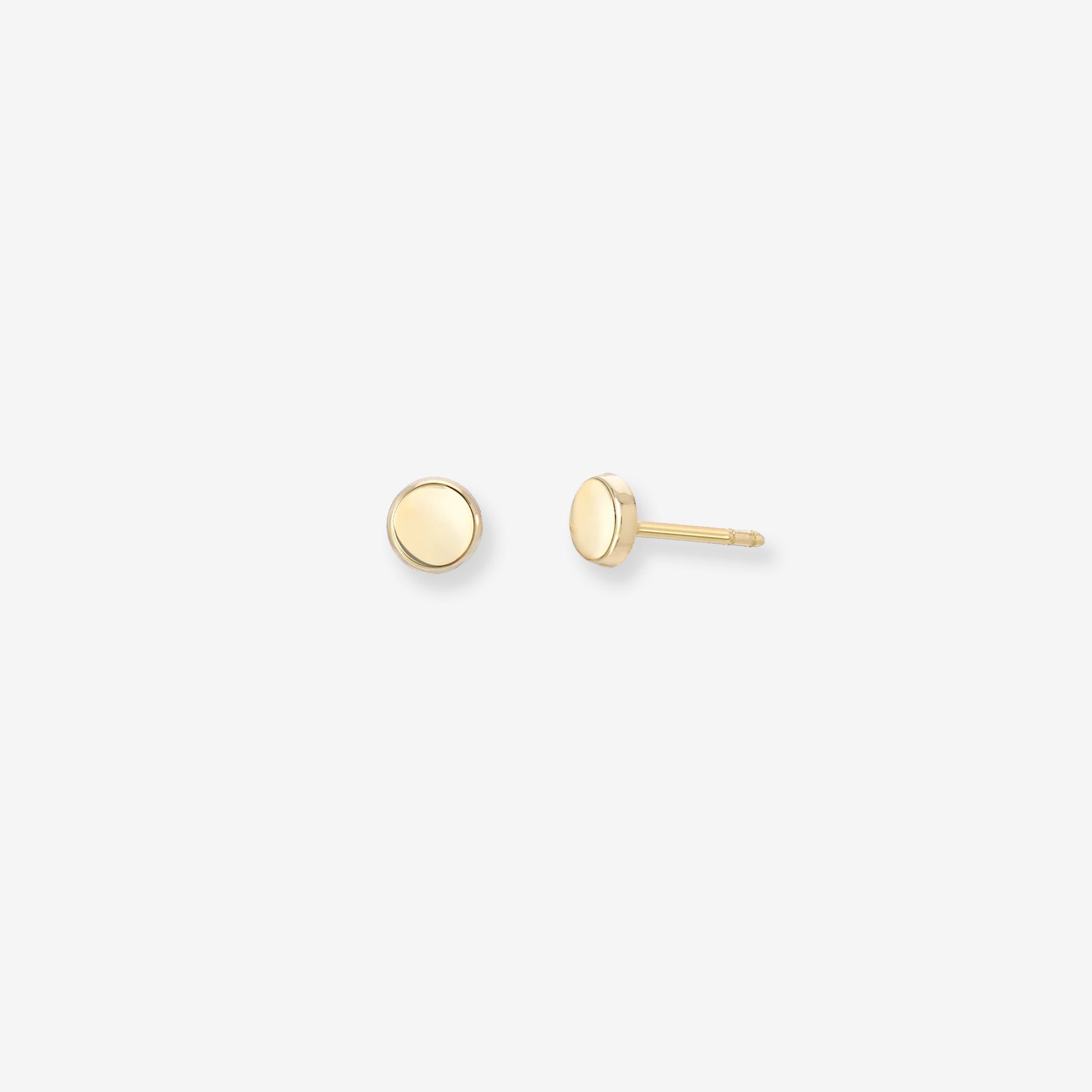 14K Gold Small Disc Stud Earrings, photo 1