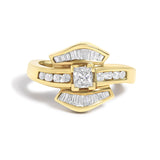 1 Ct. T.W. Princess Diamond Geometric Cocktail Ring in 14K Yellow Gold
