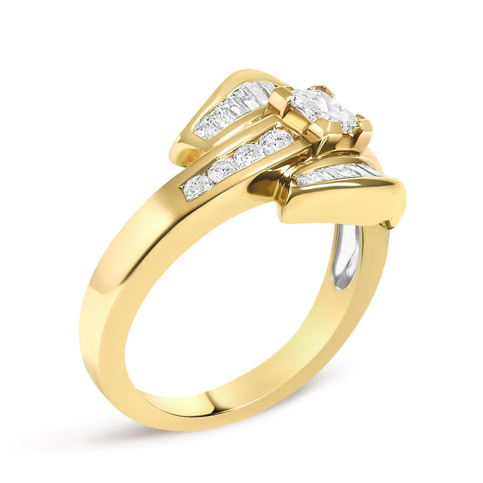 1 Ct. T.W. Princess Diamond Geometric Cocktail Ring in 14K Yellow Gold, photo 4