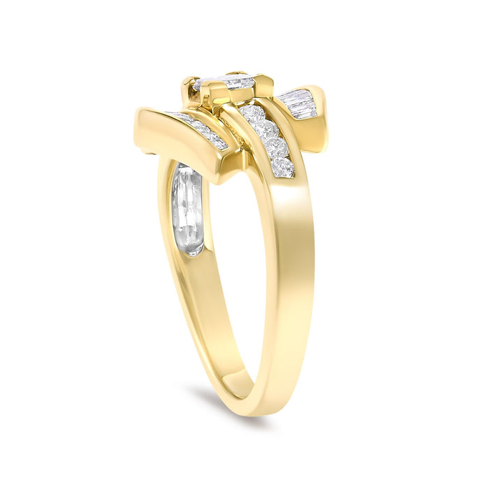 1 Ct. T.W. Princess Diamond Geometric Cocktail Ring in 14K Yellow Gold, photo 5