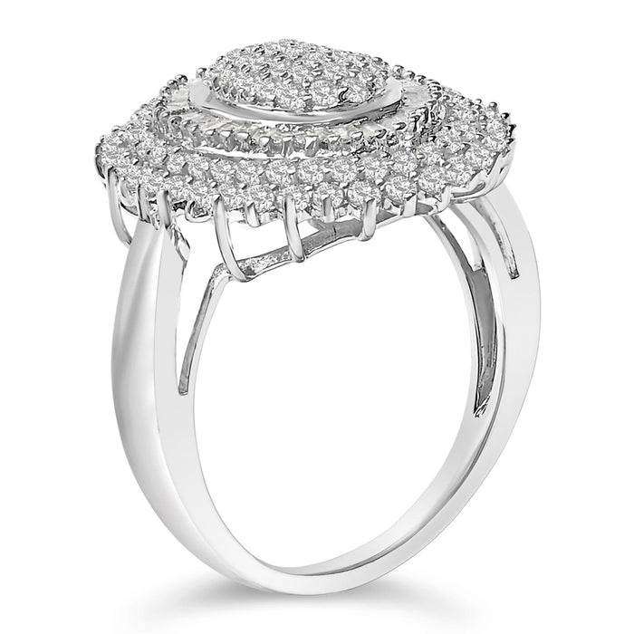 Anillo de cóctel de halo ovalado con diamantes de 2 ct. p.t. en plata de ley, foto 4