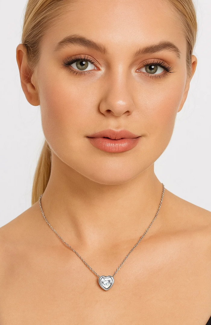 Cubic Zirconia Heart Pendant Necklace, photo 4
