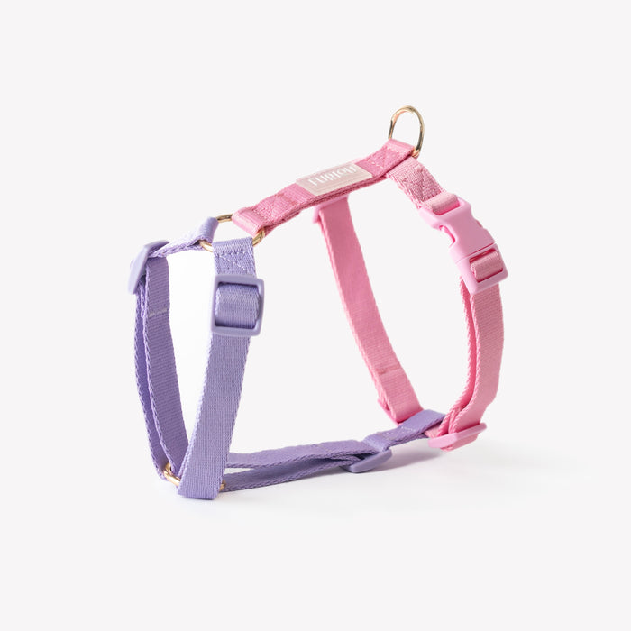Lavender and Pink strap dog harness
